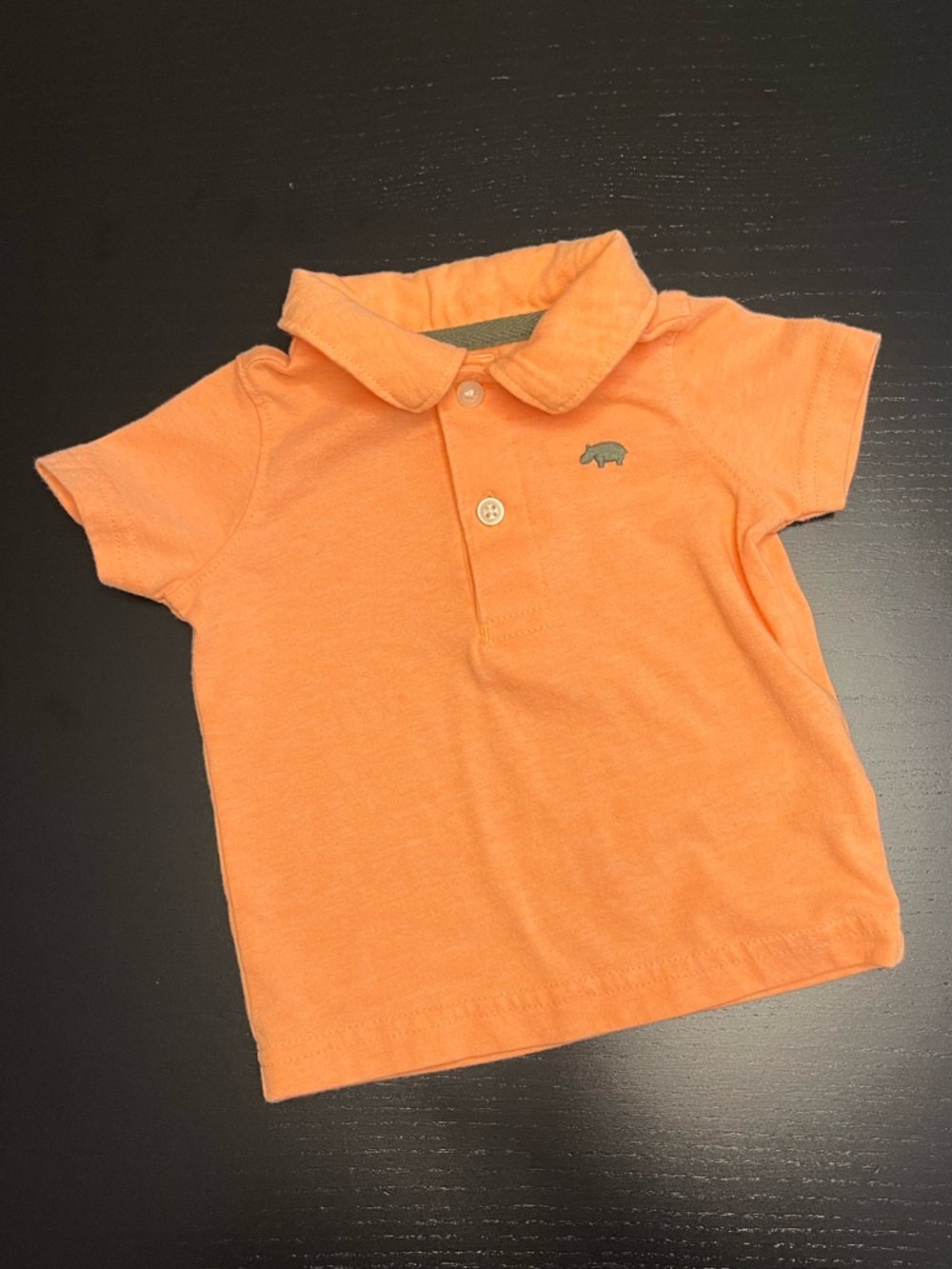 ⭐️2/$8.00⭐️ Carter's 3m Orange Polo with Small Green Hippo Embroidery